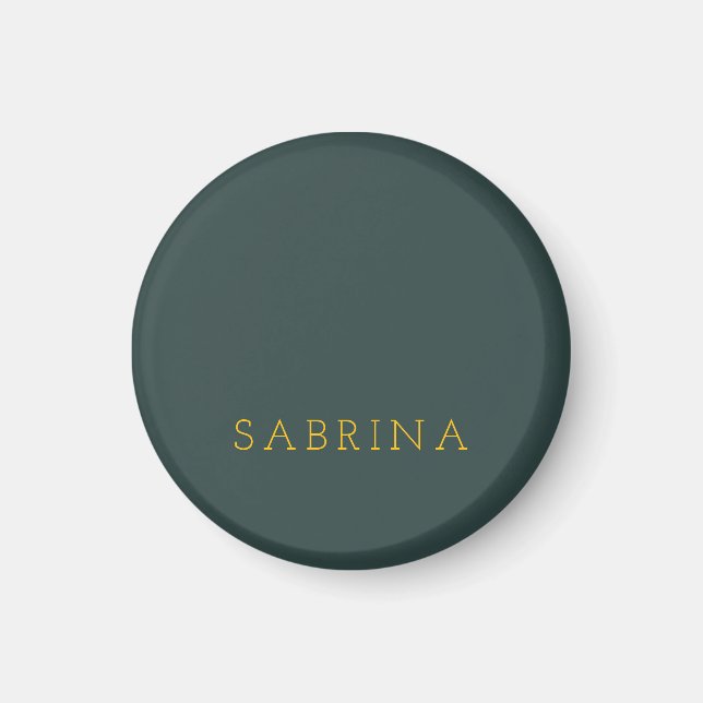 Plain Modern Minimalist Own Name Dusty Green Magnet (Vorne)