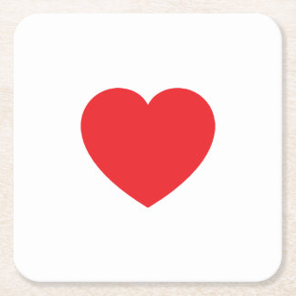 Plain Modern White Red Love Heart Graphic Rechteckiger Pappuntersetzer