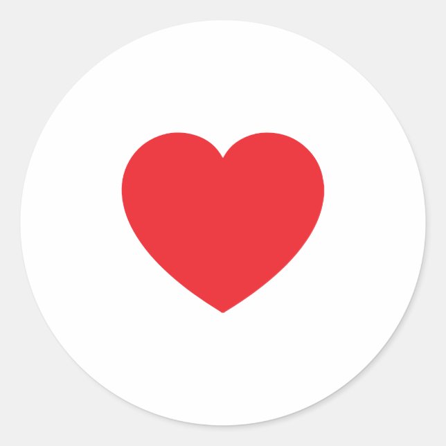 Plain Modern White Red Love Heart Graphic Runder Aufkleber (Vorderseite)