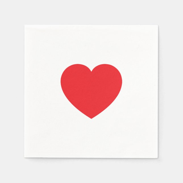 Plain Modern White Red Love Heart Graphic Serviette (Vorderseite)