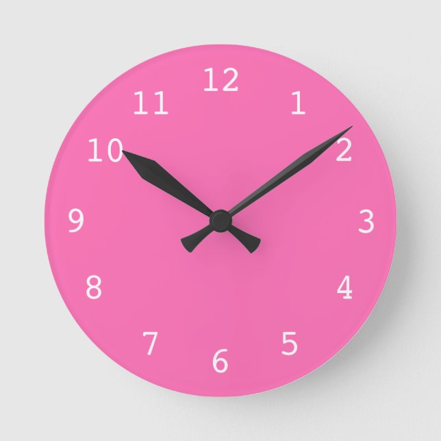 Plain pink clock runde wanduhr (Vorderseite)