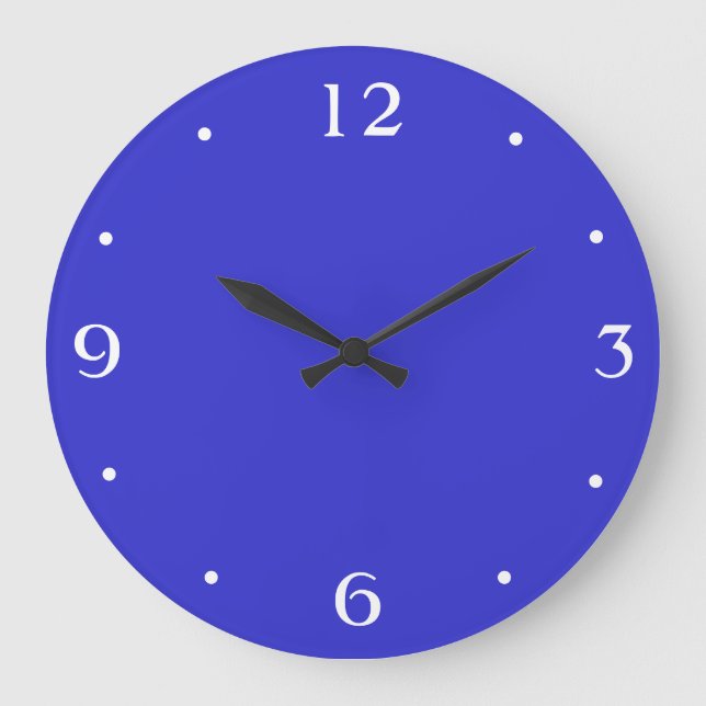 Plain Royal Blue and white> Plain Kitchen Clocks Große Wanduhr (Vorderseite)