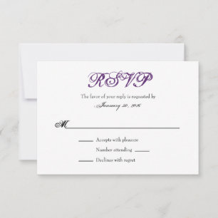 Plaine blanche violette Simple Mariage Cartes RSVP