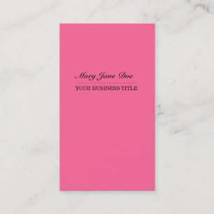 Plaine et carte de visite vertical rose simple