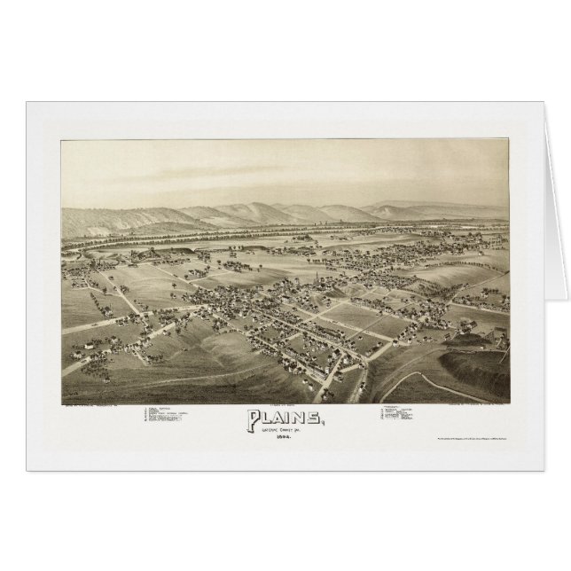 Plaines, carte panoramique de PA - 1892 (Devant horizontal)