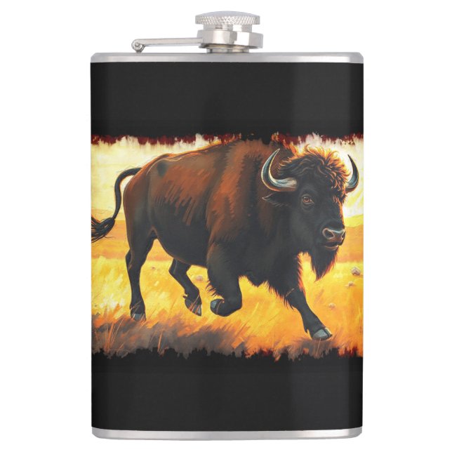 Plains Buffalo - Amerikanisches Büffelwerk Flachmann (Vorderseite)