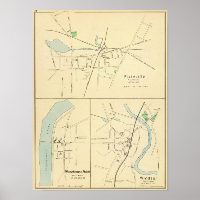 Plainville, Warehouse Pt, Windsor Poster (Vorne)