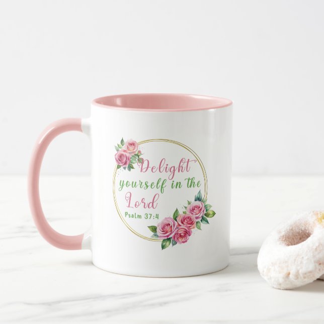 Plaisir Dans Le Seigneur - Psaume 37:4 Mug (Avec donut)