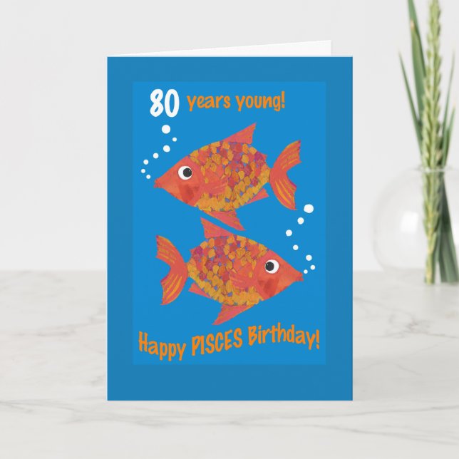 Plaisir Goldfish Poissons Carte d'anniversaire 80e (Devant)