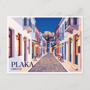 Plaka bei Nacht Athen Griechenland Postkarte