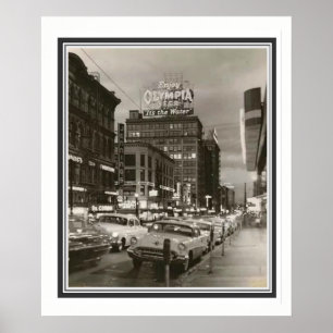 Plakat 20 x 24 Fünfzigerjahre Portlands Oregon B&W