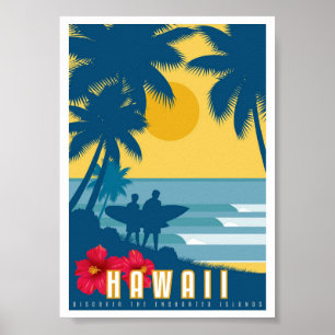 Plakat - Art Deco Hawaii Reiseplakat