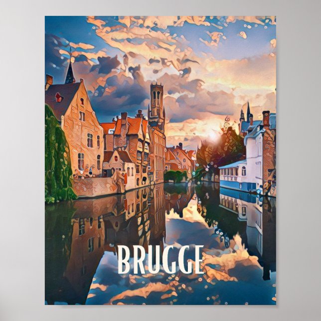 Plakat Brügge Belgien Foto Vintage (Vorne)