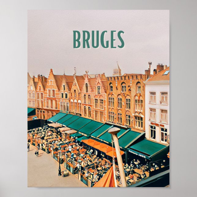 Plakat Brügge Belgien Foto Vintage (Vorne)