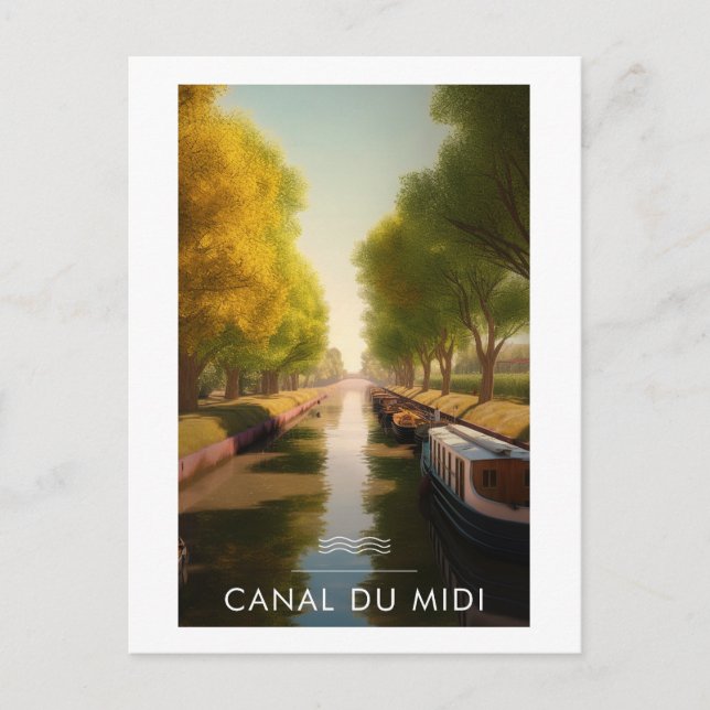 Plakat Canal du Midi - Frankreich - Illustration Postkarte (Vorderseite)