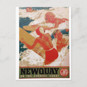 Plakat der alten Eisenbahn, Newquay Cornwall Postkarte