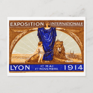 Plakat der internationalen Ausstellung Lyon 1914 Postkarte