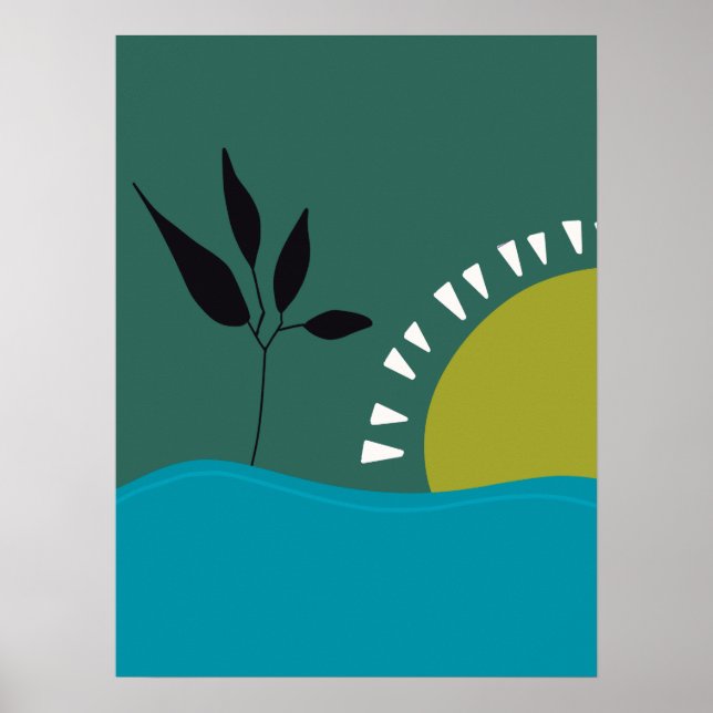 Plakat der Wand minimalistisch grüne Sonne trendy (Vorne)