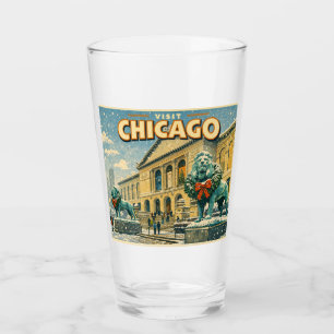 Plakat des Art Institute of Chicago im Winter Glas