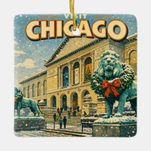 Plakat des Art Institute of Chicago im Winter Keramikornament