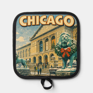 Plakat des Art Institute of Chicago im Winter Topflappen