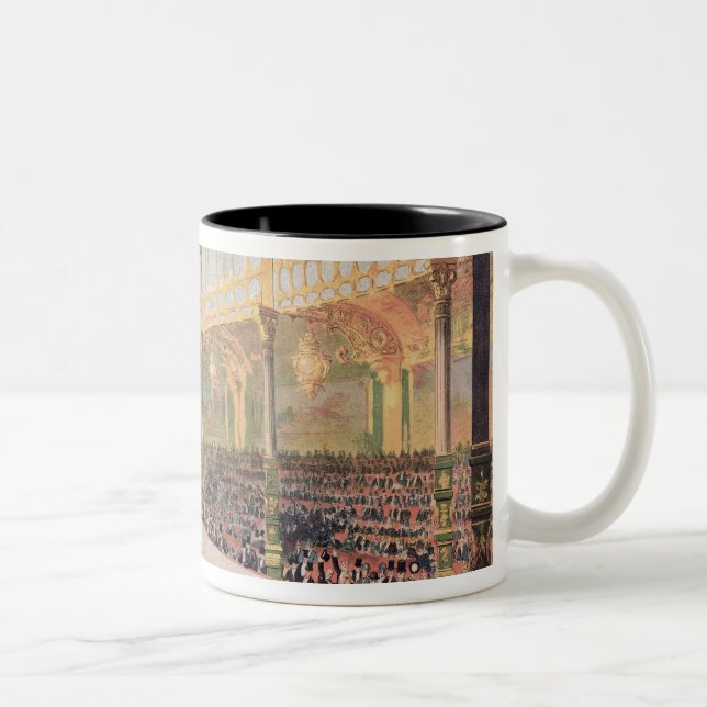 Plakat des Hippodroms de L'Alma Zweifarbige Tasse (Rechts)