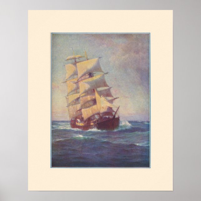 Plakat eines Rahsegelschiffs (Vorne)