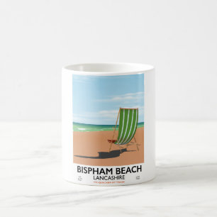 Plakat für das Meer von Bispham Beach Lancashire Kaffeetasse