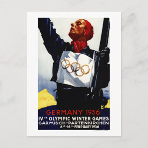 Plakat für die Olympischen Winterspiele 1936 Postkarte