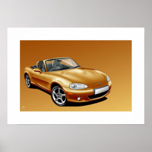 Plakat-Illustration Mazdas MX5 mk2 Poster