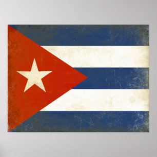 Plakat mit beunruhigter Vintager Flagge von Kuba