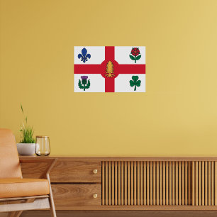 Plakat mit der Flagge von Montreal, Kanada