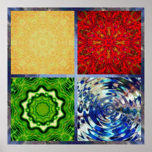 Plakat mit fünf Elementen