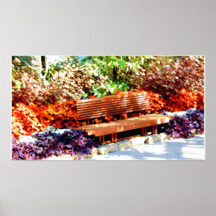 Plakat mit Parkbank im Botanischen Garten