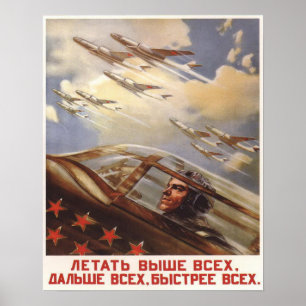 Plakat mit Vintage-USSR-Luftwaffenpropaganda