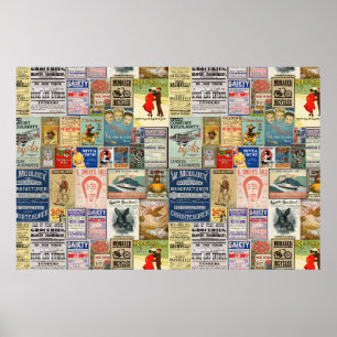 Plakat mit Vintage-Werbung oder für Decoupage