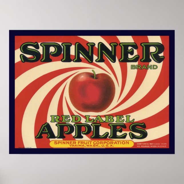 Plakat mit Vintager Kartonetikettierung für Äpfel (Vorne)