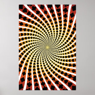 Plakat: Poker-Karten-Anzugs-Spirale: Schwarzer Poster