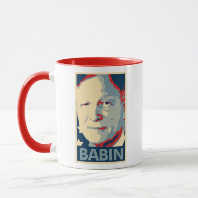Plakat-politische Parodie Brians Babin Tasse (Links)