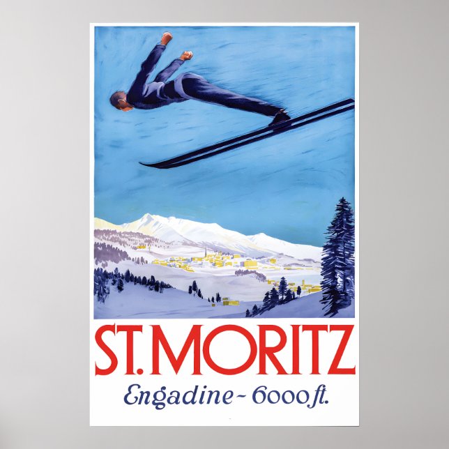 Plakat Reisen Schweiz St Moritz Ski (Vorne)