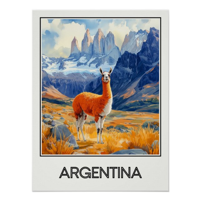 Plakat Vintage Argentina, Patagonienlandschaft Poster (Vorderseite)