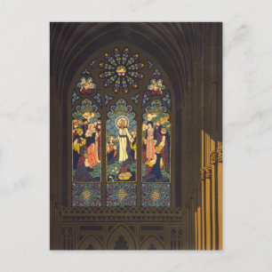 Plakat von 1923 mit einer Kirche mit Bleiglasfenst Postkarte
