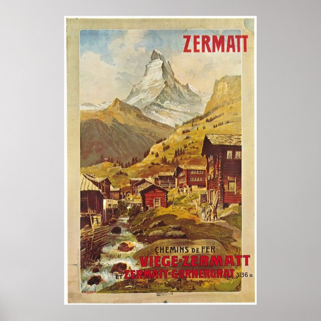 Plakat Zermatt Schweiz Schweiz Gornergratbahn (Vorne)
