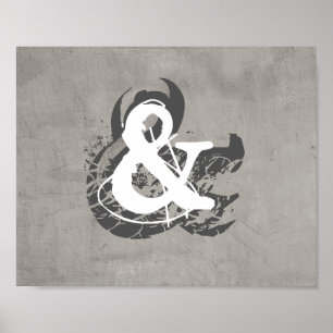 Plakatampersand auf erschütterter grauer Wandkunst Poster