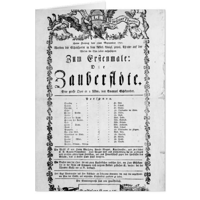 Plakatanzeige von ` das magische Flute (Vorne)