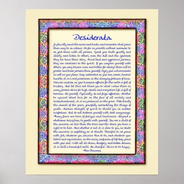 Plakatdruck Desiderata Poster (Vorne)