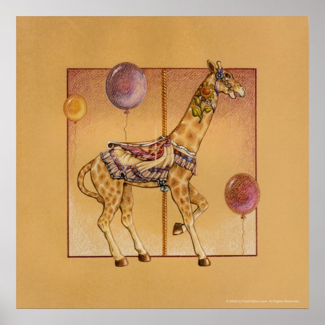 Plakate, Prints - Karussell Giraffe Poster (Vorne)