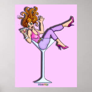 Plakate, Prints - Mädchen in einem Martini-Glas, L Poster