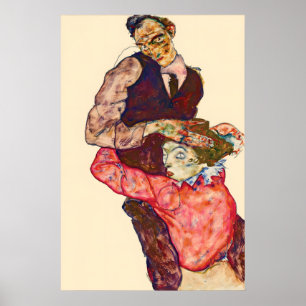 Plakatmalerei Egon Schiele Liebespaar Poster