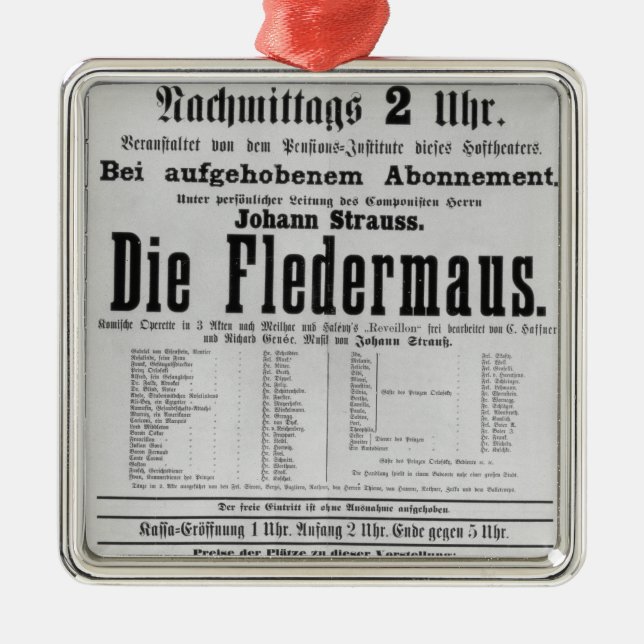 Plakatwerbung die Fledermaus durch Johann Silbernes Ornament (Vorne)